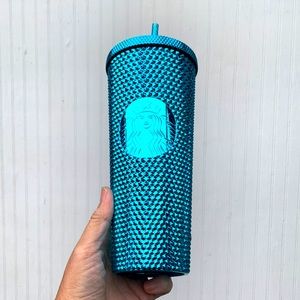 Metallic aqua blue Starbucks tumbler 24 oz NEW